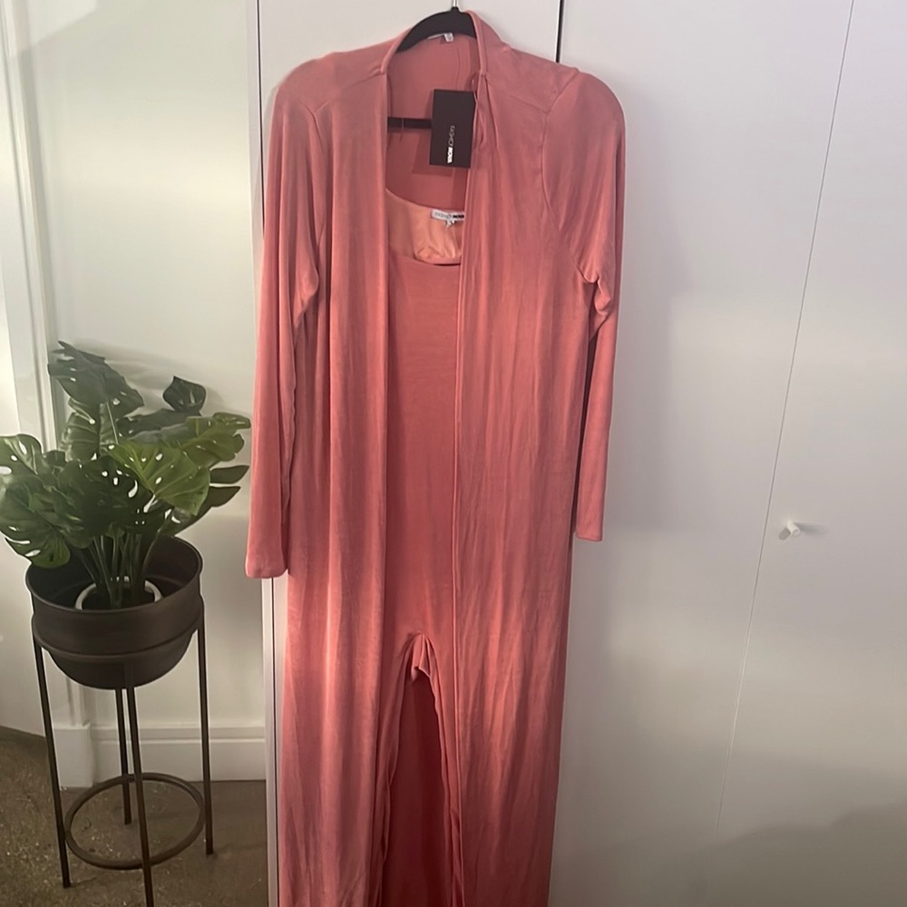 2 Piece Set Pink Romper and Duster